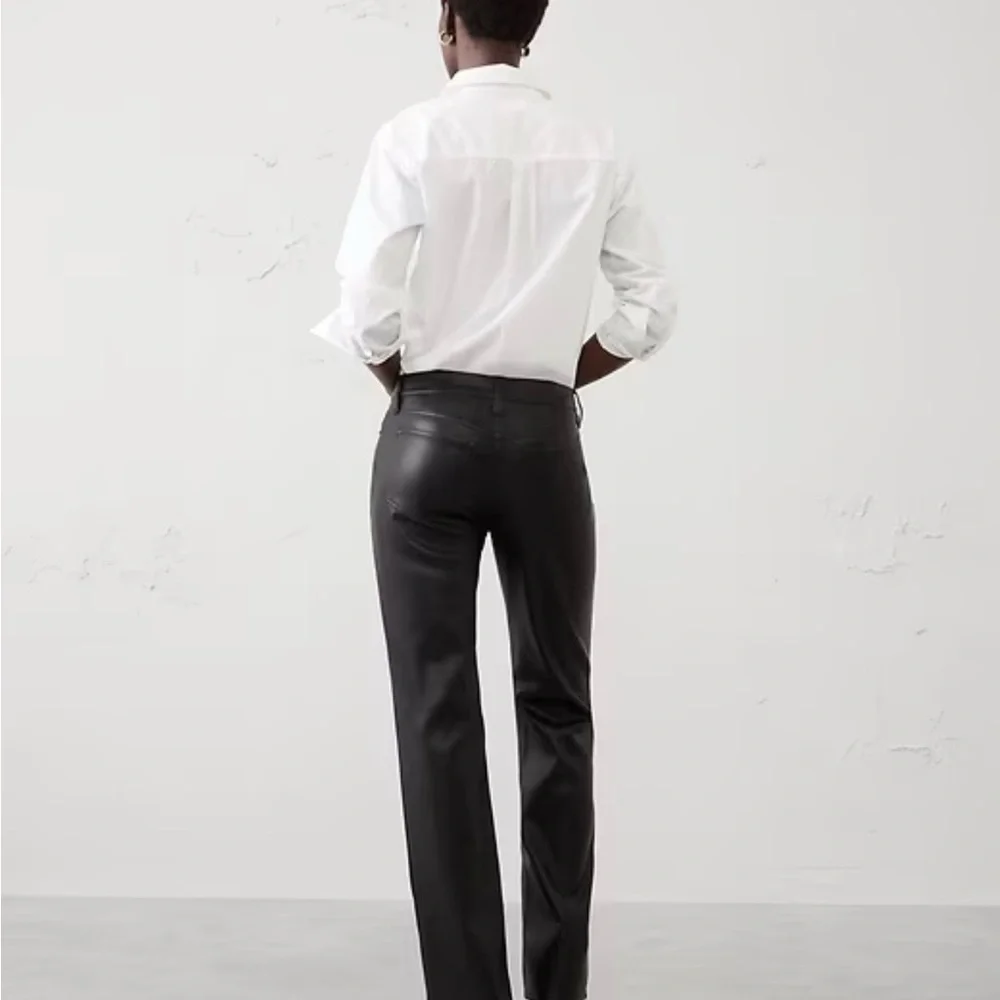 Banana Republic Black Faux Leather Straight-Leg Pants - Picture 3 of 3